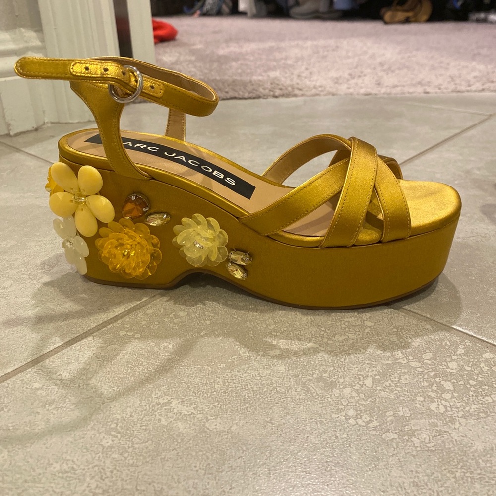 New Crystal embellished Satin Marc Jacobs sandals